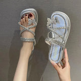 Breakj Red Water Drill Slippers Women Wear 2025 Summer Thick Bottoms And Two Wearing Butterflies Sandals Fairy Wind And Cool