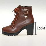 Breakj Round Head Tie In Autumn And Winter 2025 With Martin Boots Female English Wind Belt Buckle Side Zipper High Heel Short