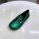 shoes Patent Leather Shoes Slip On Ladies Shoes Fashion Design Luxury Loafers Buckle Flat