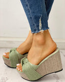 Bow Tied Slip On Leisure Platform Summer Sandals 2020 Wedges High Heels Women Shoes Woman Mules Flip
