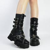 Style Brand New Dropship Vampire Cosplay Platform Women Mid-calf Boots 2023 Autumn Winter Street Shoes Motorcycle