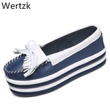 2019 spring High Quality Women Flats Platform shoes Tassel Slip-on Round Creeper black Brogue Loafers Brand