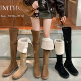 Breakj Of The Velvet Face Lamb Hair Flat Bottom Knight Boots 2025 Autumn And Winter New Thicken Snow Over The Knee Boots