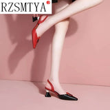 Pointed Women Sandals 2023 Spring Summer Mid Heel Hollow Shoes Fashion Women's Shoes Obuv Zapatos Mujer Size