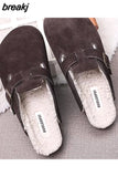 2023 New Beach Cork Slippers Casual Men Buckle Nubuck Leather Closed Toe Women Outside Slide Slip on