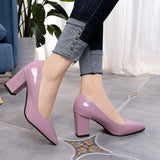 Shoes Women 2023 Pointed Shallow Mouth Shoes Women's Thick-heeled Fashion Shoes Plus Size 43 Zapatos Para