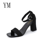 2020 Women Summer Ankle-Wrap Shoes 5CM Gladiator Sandals Women Square heel Sandals Party Wedding Shoes 7CM Ladies