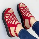 Women Sandals Summer 2022 New Rivets Platform Sandals Flat Heels Shoes Women Summer Sandalias Mujer Elegant Medium Heel