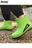 Low Rain Shoes for Men Waterproof Slip on Loafers Rain Shoes Men's Galoshes Rubber Rain Shoes Male Rubber Ankle