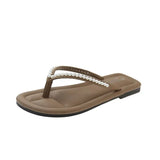Breakj Slippers Women 2025 Summer New Korean Version Of Fashion Outside The Water Drill Clip Flat And Beach Cool