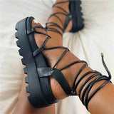 Gladiator Platform Sandal Ladies Ankle Wrap Wedge Female Fashion Lace Up Shoe Women Non Slip Women's Footwear Plus Size