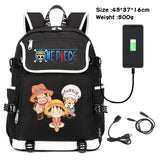 Anime Canvas Backpack Cartoon One Piece Cosplay Shoulder Bag School Laptop Bag Men Women USB Charging computer Travel