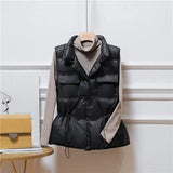 Ultra Light Down Vest Jacket Women Loose Short Vest Windproof Lightweight Warm Waistcoat White Duck Down Coat