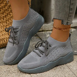 Spring Women's Knitted Breathable Sneakers Lightweight Non Slip Sports Tennis Shoes for Women Comfy Lace Up Casual