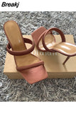 Summer Pumps Sexy Outdoor Slippers Sandals Shoes Women Thin High Heels Square Toe Sandal Lady Pump Shoes