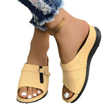 Asia Large-Size Thick Bottom Hollow One-Word Slippers Female Dew Car Sewing Slope And Beach Cool Slippers