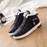 Winter Boots Women Ankle Boots Warm PU Plush Winter Woman Shoes Sneakers Flats Lace Up Short Snow Boots Botas De