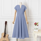 ZANZEA Women Maxi Long Dresses 2022 Bohemian Short Sleeve Vestidos Oversized Summer Party Sundress Oversized V Neck Robes