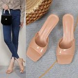 Leather High And Cool Slippers Women In The Summer Of 2025 New Fairy Wind Square Fine And External Wearing Large Women's