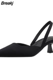 2023 New Fashion Black Fashion Slingback High Heels Thin High Heels Pointed Toe Slip on Pink Temperament
