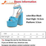 Women's Sandals 2023 Summer New Fashion Butterfly-knot Elegant Lady Single Shoes Thick Heels Ankle Buckle