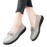 Breakj Metal Buckle Round Head Pedal Soft Base Shallow Mouth Fashionable Funle Shoes Female British Wind Flat Bottom Leisure Single