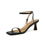 Women's Shoes 2023 Brand Square Toe Gladiator Sandalias Summer Chain Gold High Heels Women's Sandals Fashion Party female