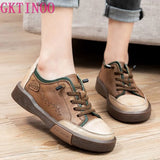 Women Casual Shoes Fashion Breathable Genuine Leather Shoes Sneakers Women Flat Shoes Female