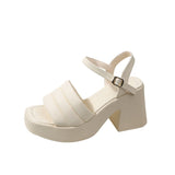 Breakj Summer New Thick-Bottomed Slippers Women's Thick Heel Square Head Fashion Wearing High Heel One-Word