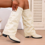 Breakj Pointed High-Heeled Trouser Boots 2025 Autumn Folds Coarse And Sleeve High-Heeled Fashion Boots