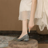 Designer Woman Trafa Shoes Crystal Pumps Low Heeled Party Bride Wedding Shoes Female Sequin Loafers Ladies Dress High