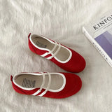 Breakj Version Of The Color Double Bouquet Single Shoe 2025 Autumn New Retro Round Head Mary Jane Shoes Flat Bottom Shallow Casual