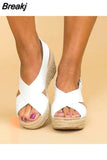 Sandals Fashion Women's Strap Hemp Rope Sandals Wedges Shoes Casual Woman Peep Toe Espadrille Femme Wedge Heels