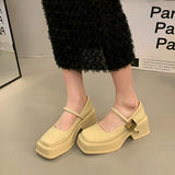 Chunky Heels Women 2024 Spring Summer New Fashion Casual Mary Jane Shoes Ladies Designer Leather Sandals