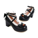 Spring Summer Ladies Platform Cute Bow Princess Mary Jane Lolita Shoes Party High Heel Cross Strap Buckle Girl Sweet Women