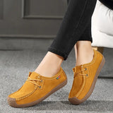 Leather Women's Casual Shoes Lace Up Flats Sneakers Luxury Brand Ladies Moccasins Designer Loafers Women Chaussures