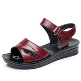 2019 Women Mother Old Female Sandals Shoes Cow Genuine Leather Casual PU Hook Loop Summer Beach Cool Size 35-41