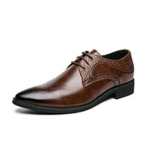 Classic Italian Leather Men's Brogue Point-toe Shoes Fashion 2021 New Casual Men Formal Shoes Comfortable Flat