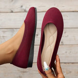 Breakj Korean Version Of Large-Size Round Head Flat Bottom Lazi Single Shoes Women Flying Air Permeable Flat And Shallow Work Shoes