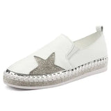 2020 European Famous Brand Patchwork Espadrilles Shoes Woman Genuine Leather Creepers Flats Ladies Loafers