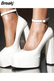 Pumps Chunky Heel Ankle Strap Shoes 2023 Spring Summer Fashion Sexy Mary Janes Wedding Shoes Pumps Big Size