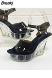 High Heeled Women Sandals 2023 European Style Sexy Nightclub Queen High Heel Crystal Pump Solid Color Lady Sandals