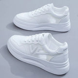 Vulcanized shoes sneakers women shoes solid color ladies flat shoes 2022 mesh women's sports comfortable breathable white