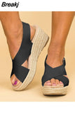 Sandals Fashion Women's Strap Hemp Rope Sandals Wedges Shoes Casual Woman Peep Toe Espadrille Femme Wedge Heels
