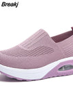Women Fashion Vulcanized Sneakers Platform Solid Color Flat Ladies Shoes Casual Breathable Wedges Ladies Walking