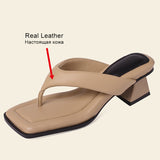 Size 33-40 Women Sandals Summer 2023 Fashion High Heels Shoes For Women Flip Flops Real Leather Slippers Luxury