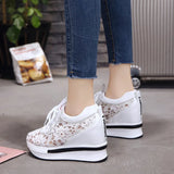 Summer Lace-up Breathable Women Sandals Wedges Chunky Heels Height Increasing Paltform Female Ladies Shoes Zapatos De