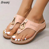 Women's Sandals Ladies Clip Toe Wedges Thong Shoes Fashion Embroidery Platform Buckle Casual Female Beach Shoes zapatillas