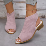 Fashion Knitted Hollow Coarse Heel High Heel Women's Fish Mouth Sandals One Foot Pedal New High-Heeled