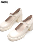 High Heels Mary Jean Pumps Shoes 2023 Fashion Spring Summer French Style Vintage Elegant Bowknot Pumps Comfy Walking